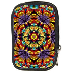 Geometric Pattern Kaleidoscope Art Mirror Image Mosaic Compact Camera Leather Case by Vaneshart