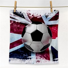 Soccer Ball With Great Britain Flag Face Towel by Vaneshart