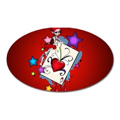 The Red Card Heart A With Fairy Oval Magnet by FantasyWorld7