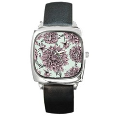 Flowers Square Metal Watch by Sobalvarro