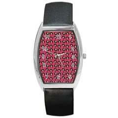 Retro Girl Daisy Chain Pattern Pink Barrel Style Metal Watch by snowwhitegirl