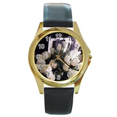 Tulips 1 1 Round Gold Metal Watch by bestdesignintheworld