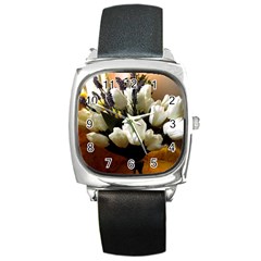 Tulips 1 3 Square Metal Watch by bestdesignintheworld