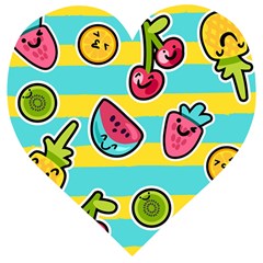 Summer Fruits Patterns Wooden Puzzle Heart by Vaneshart