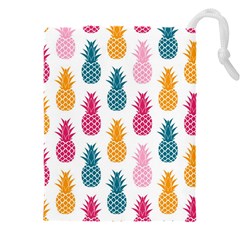 Tropic Fruit Pineapple Seamless Pattern Design Vector Illustration Drawstring Pouch (5xl) by Vaneshart