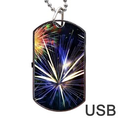 Fireworks Rocket Night Lights Dog Tag Usb Flash (one Side)