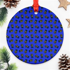 Daisy Royal Blue Round Ornament (two Sides) by snowwhitegirl