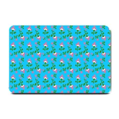 Carnation Pattern Blue Small Doormat  by snowwhitegirl