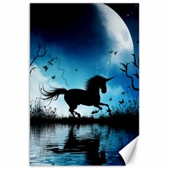 Wonderful Unicorn Silhouette In The Night Canvas 24  X 36  by FantasyWorld7