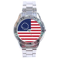 Betsy Ross Flag Usa America United States 1777 Thirteen Colonies Vertical Stainless Steel Analogue Watch by snek