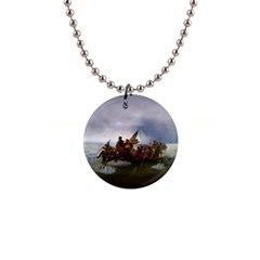 George Washington Crossing Of The Delaware River Continental Army 1776 American Revolutionary War Original Painting 1  Button Necklace by snek