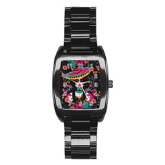 Day Of The Dead Woman Rose Stainless Steel Barrel Watch by trulycreative