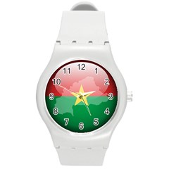 Flag Of Burkina Faso Round Plastic Sport Watch (m) by trulycreative