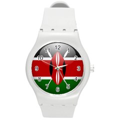 Flag Of Kenya Round Plastic Sport Watch (m) by trulycreative