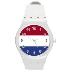 Flag Of The Netherlands Round Plastic Sport Watch (m) by trulycreative