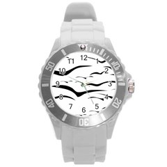 Sky Birds Flying Flock Fly Round Plastic Sport Watch (l)