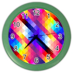 Abstract Blue Background Colorful Pattern Color Wall Clock