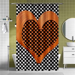 Heart Chess Board Checkerboard Shower Curtain 48  X 72  (small) 