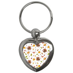 Thanksgiving Turkey Pattern Key Chain (heart) by Valentinaart