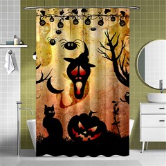 Funny Halloween Design, Pumpkin, Cat, Owl And Crow Shower Curtain 48  X 72  (small)  by FantasyWorld7