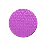 Background Polka Pink Rubber Coaster (Round)  Front