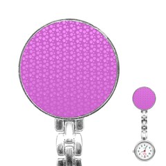 Background Polka Pink Stainless Steel Nurses Watch by HermanTelo