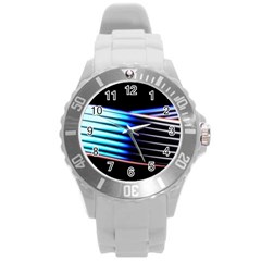 Motion Line Illustrations Round Plastic Sport Watch (l)