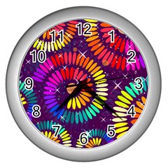 Abstract Background Spiral Colorful Wall Clock (silver) by HermanTelo