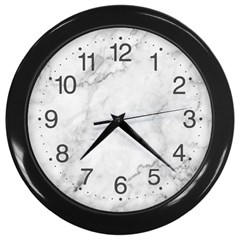 White Marble Texture Floor Background With Dark Gray Grey Texture Greek Marble Print Luxuous Real Marble Wall Clock (black) by genx