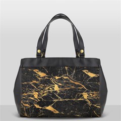 Black Marble Texture With Gold Veins Floor Background Print Luxuous Real Marble Oversize Office Handbag (2 Sides) by genx