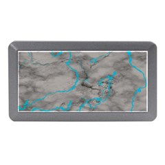 Marble Light Gray With Bright Cyan Blue Veins Texture Floor Background Retro Neon 80s Style Neon Colors Print Luxuous Real Marble Memory Card Reader (mini) by genx