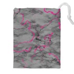 Marble light gray with bright magenta pink veins texture floor background retro neon 80s style neon colors print luxuous real marble Drawstring Pouch (4XL) Front