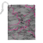 Marble light gray with bright magenta pink veins texture floor background retro neon 80s style neon colors print luxuous real marble Drawstring Pouch (4XL) Back