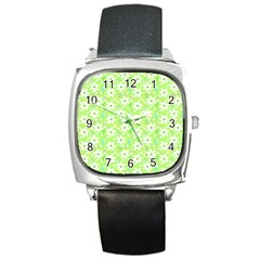 Zephyranthes Candida White Flowers Square Metal Watch