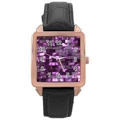 Background Wall Light Glow Rose Gold Leather Watch 