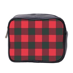 Canadian Lumberjack Red And Black Plaid Canada Mini Toiletries Bag (two Sides) by snek