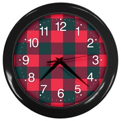 Canadian Lumberjack Red And Black Plaid Canada Wall Clock (black) by snek