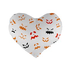 Pumpkin Faces Pattern Standard 16  Premium Flano Heart Shape Cushions by Sobalvarro