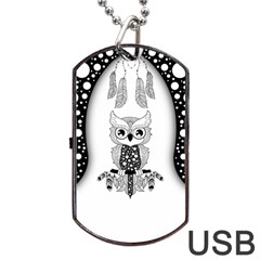 Cute Little Mandala Owl Dog Tag Usb Flash (one Side) by FantasyWorld7