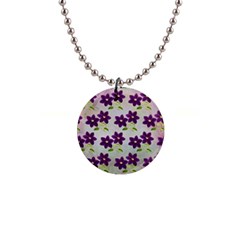 Purple Flower 1  Button Necklace by HermanTelo