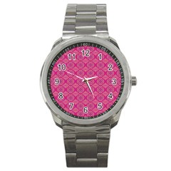 Background Texture Pattern Mandala Sport Metal Watch by HermanTelo