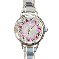 Orchidées Fleurs Abstrait Round Italian Charm Watch by kcreatif