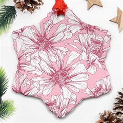 Pink Flowers Snowflake Ornament (two Sides) by Sobalvarro