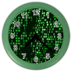 Abstract Plaid Green Color Wall Clock