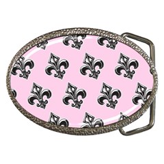 French France Fleur De Lys Metal Pattern Black And White Antique Vintage Pink And Black Rocker Belt Buckles by Quebec