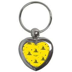 Gadsden Flag Don t Tread On Me Yellow And Black Pattern With American Stars Key Chain (heart) by snek