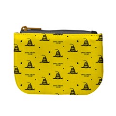 Gadsden Flag Don t Tread On Me Yellow And Black Pattern With American Stars Mini Coin Purse by snek