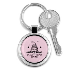 Gadsden Flag Don t Tread On Me Light Pink And Black Pattern With American Stars Key Chain (round) by snek