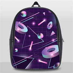 Retrowave Aesthetic Vaporwave Retro Memphis Pattern 80s Design Geometrical Shapes Futurist Pink Blue 3d School Bag (large) by genx