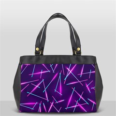 Retrowave Aesthetic Vaporwave Retro Memphis Pattern 80s Design Geometric Shapes Futurist Purple Pink Blue Neon Light Oversize Office Handbag by genx